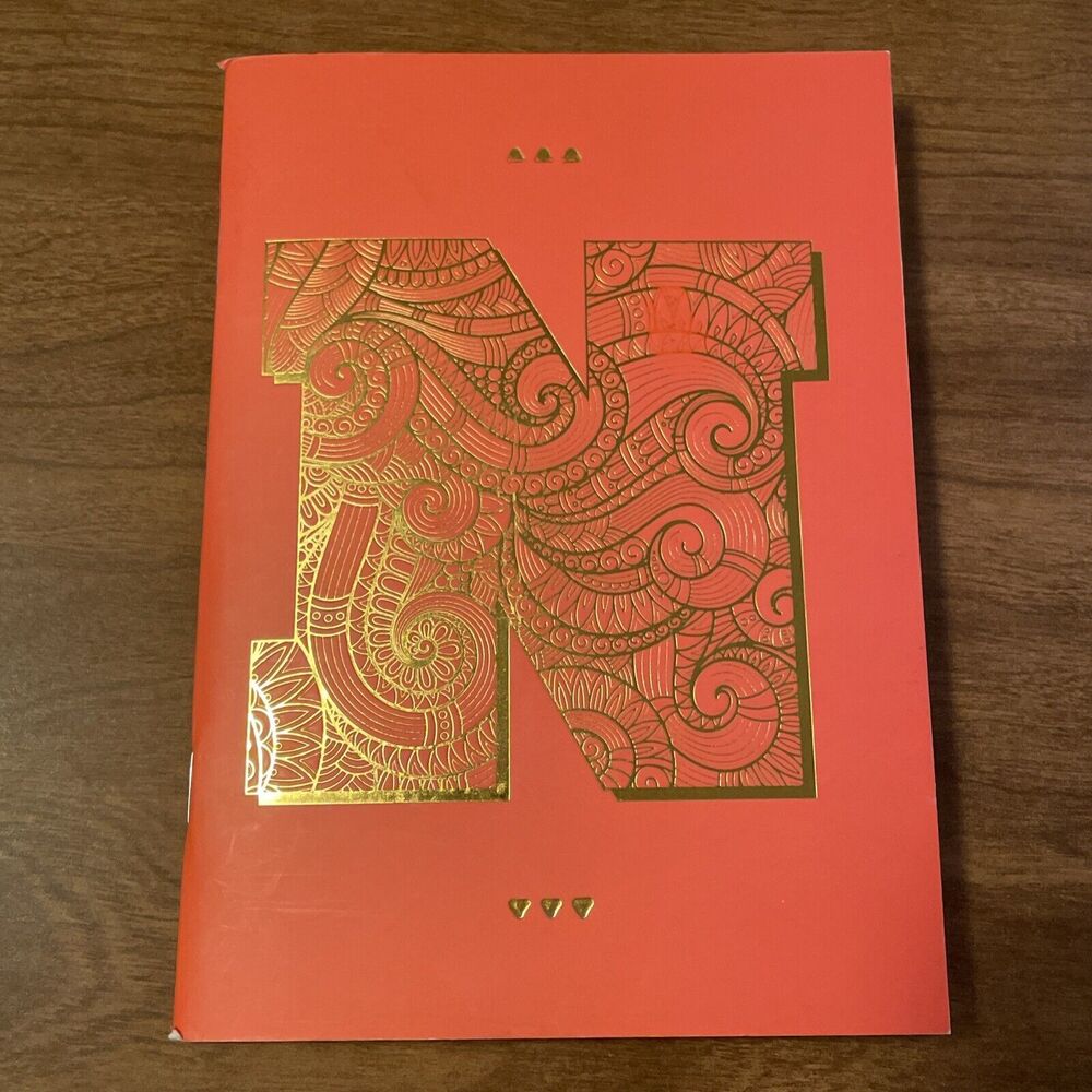 Crown Jewlz Orange Notebook Journal Diary Gold Foil Initial N 5 X 7 Inches